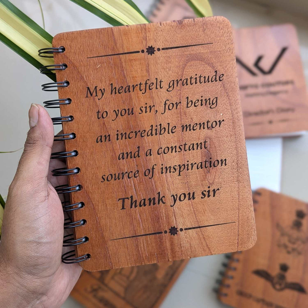 Custom Engraved Diary With Photo For Teachers - Wooden Notebook