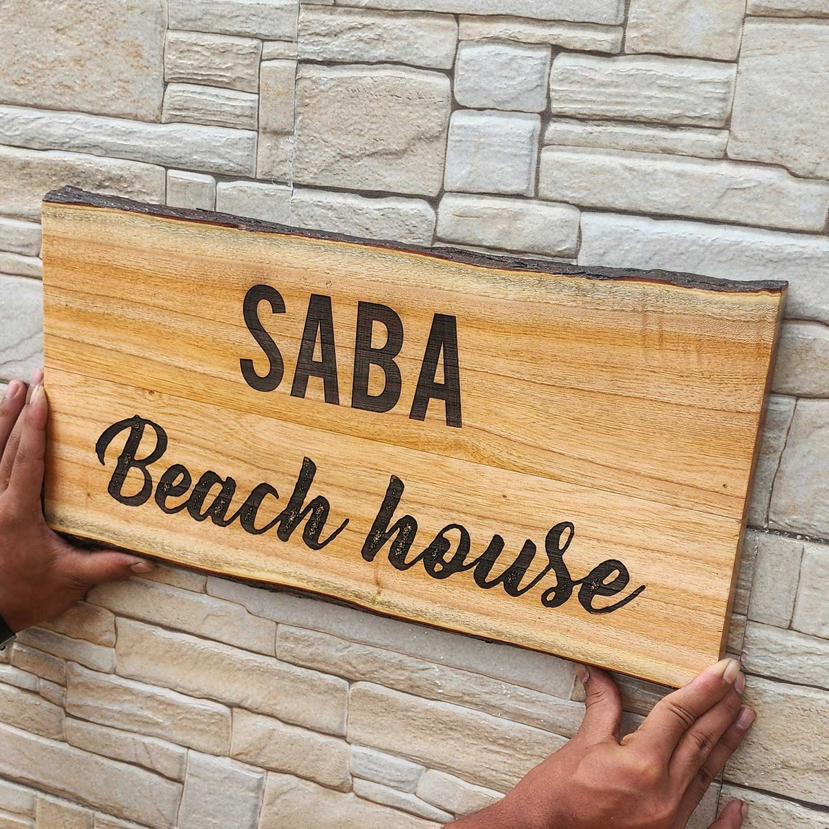 Rustic Rectangular Large Natural Wood Sign For Home | Custom Engraved