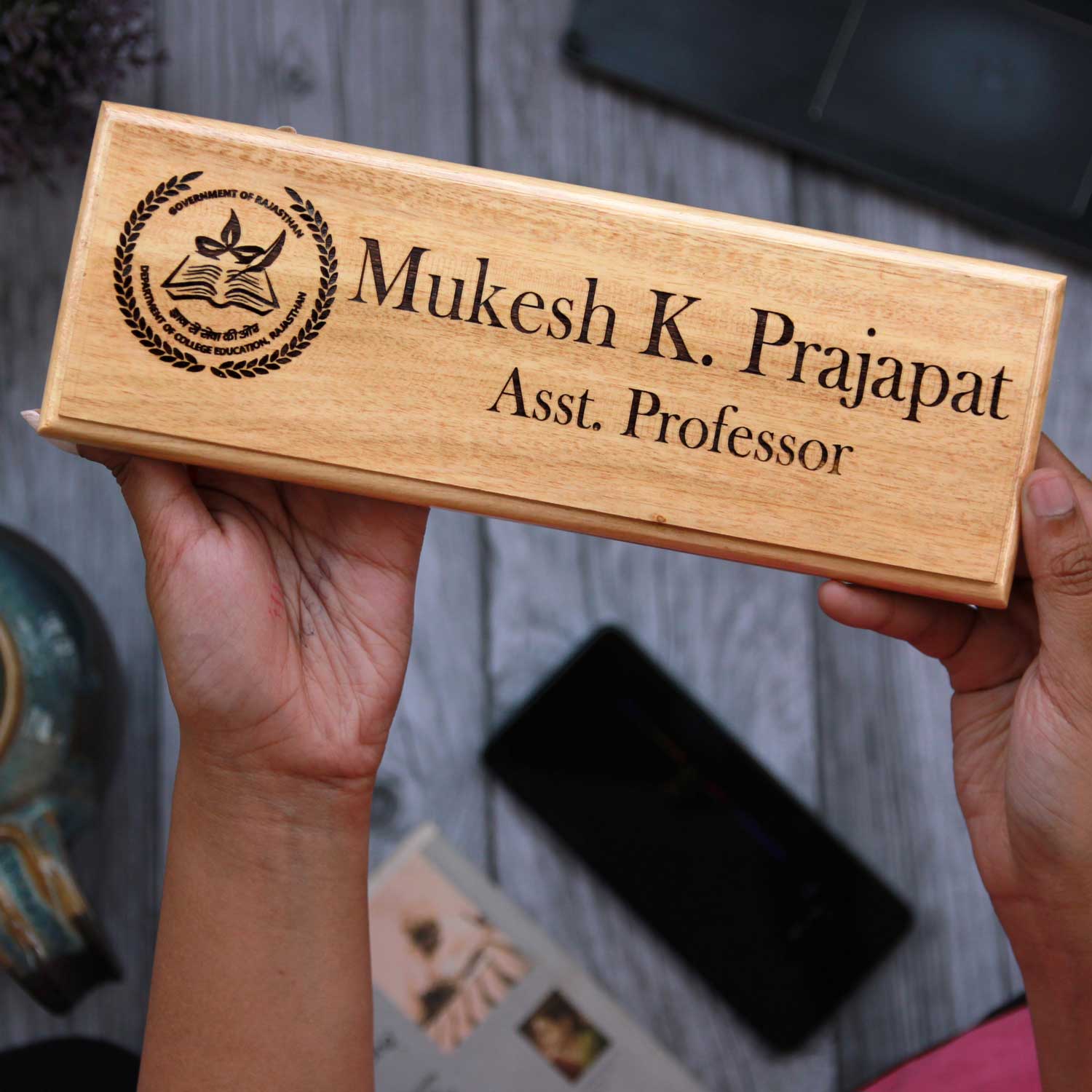 Personalized Wooden Nameplate for Teachers