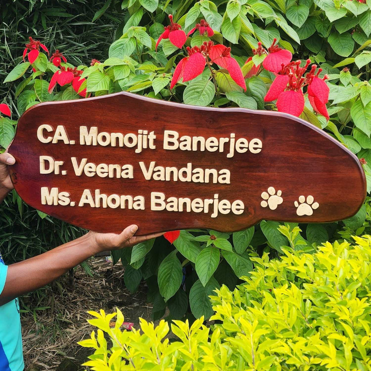 Carved Wood Nameplate For Home With 3d Wood Letters