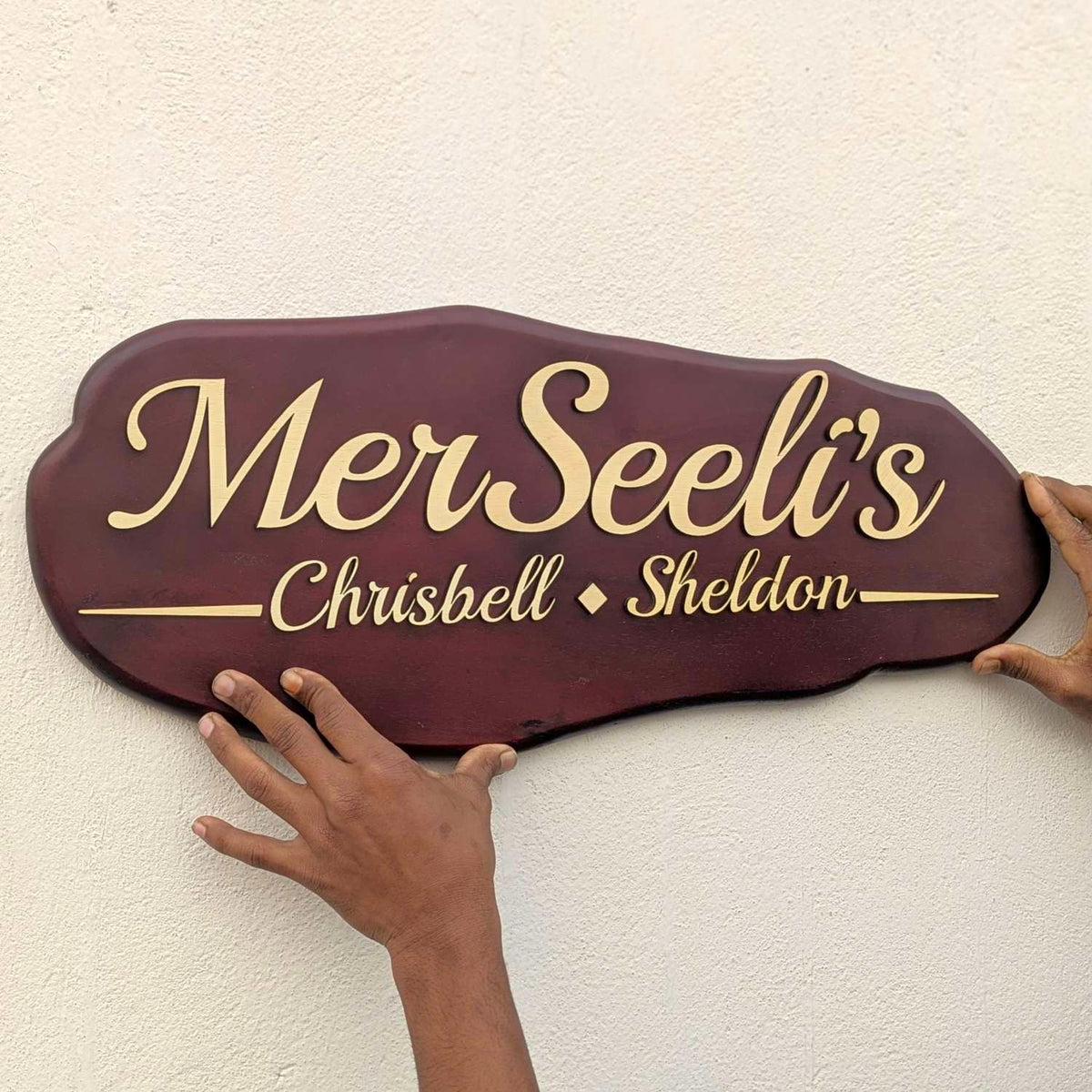 Carved Wood Nameplate For Home With 3d Wood Letters