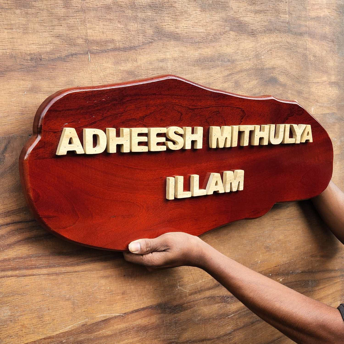 Carved Wood Nameplate For Home With 3d Wood Letters