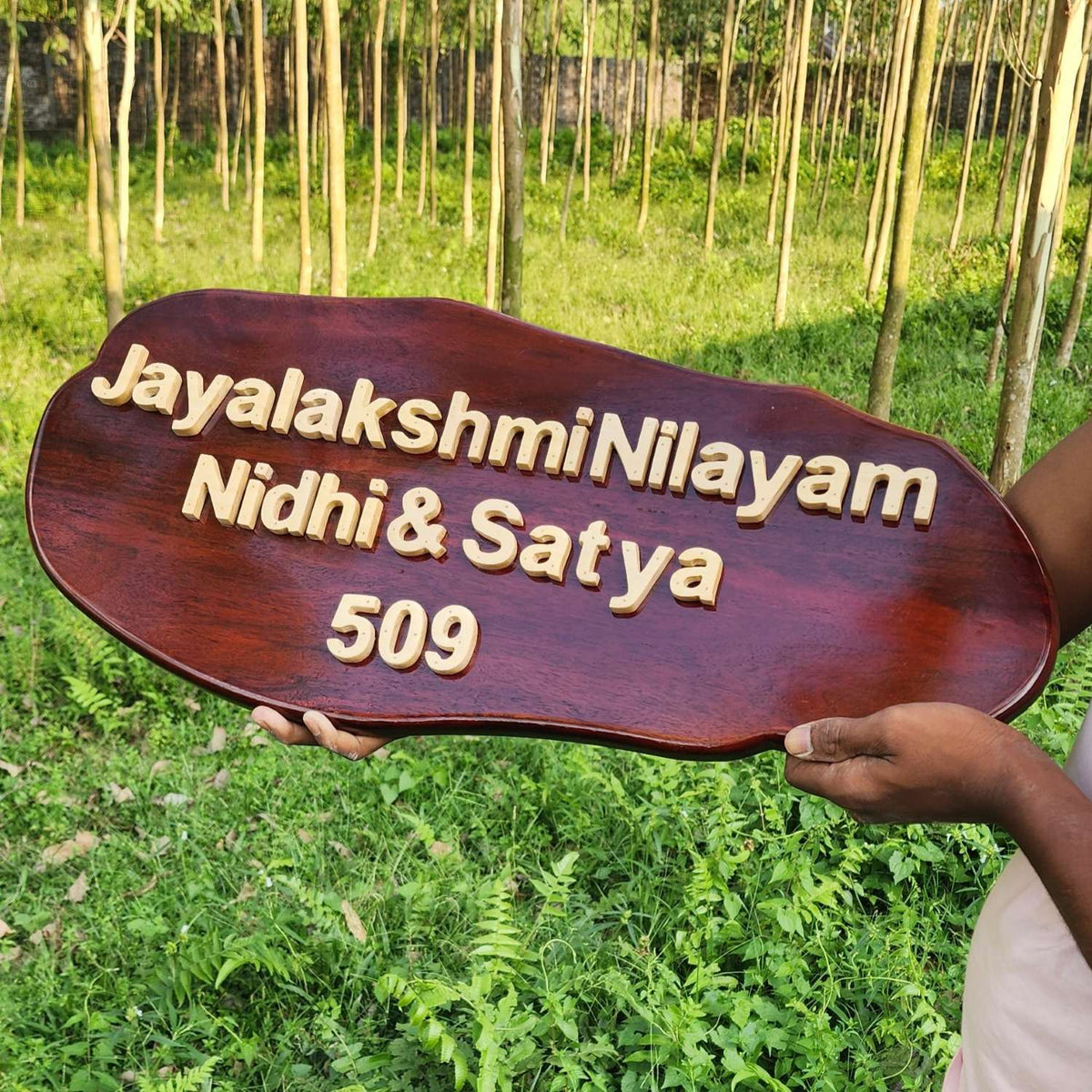 Carved Wood Nameplate For Home With 3d Wood Letters