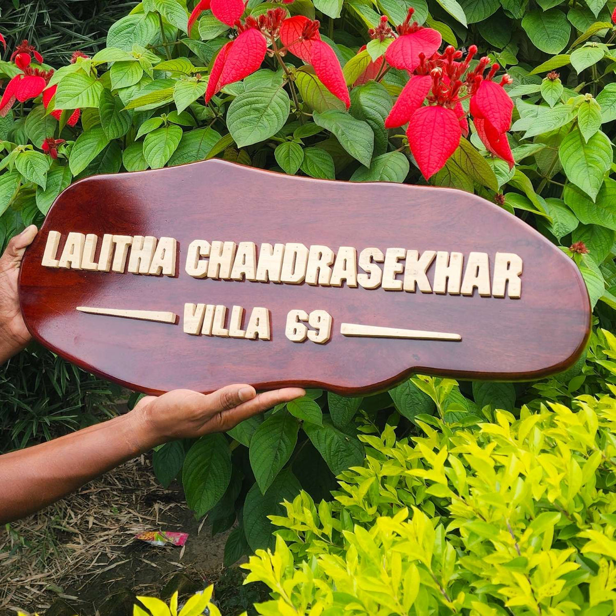 Carved Wood Nameplate For Home With 3d Wood Letters