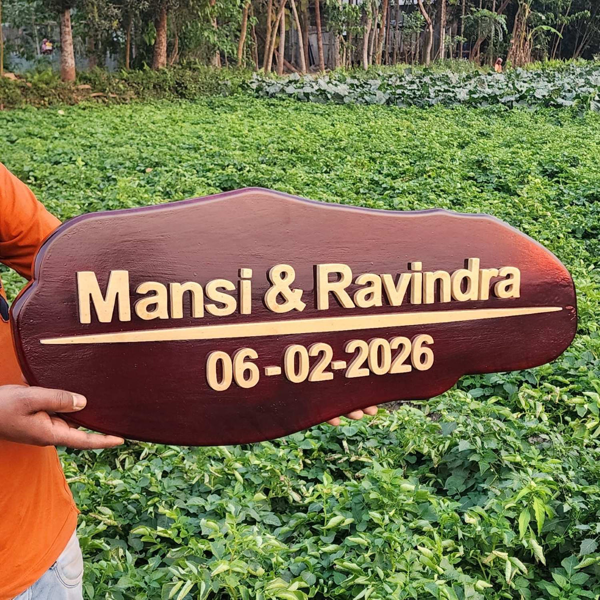 Carved Wood Nameplate For Home With 3d Wood Letters