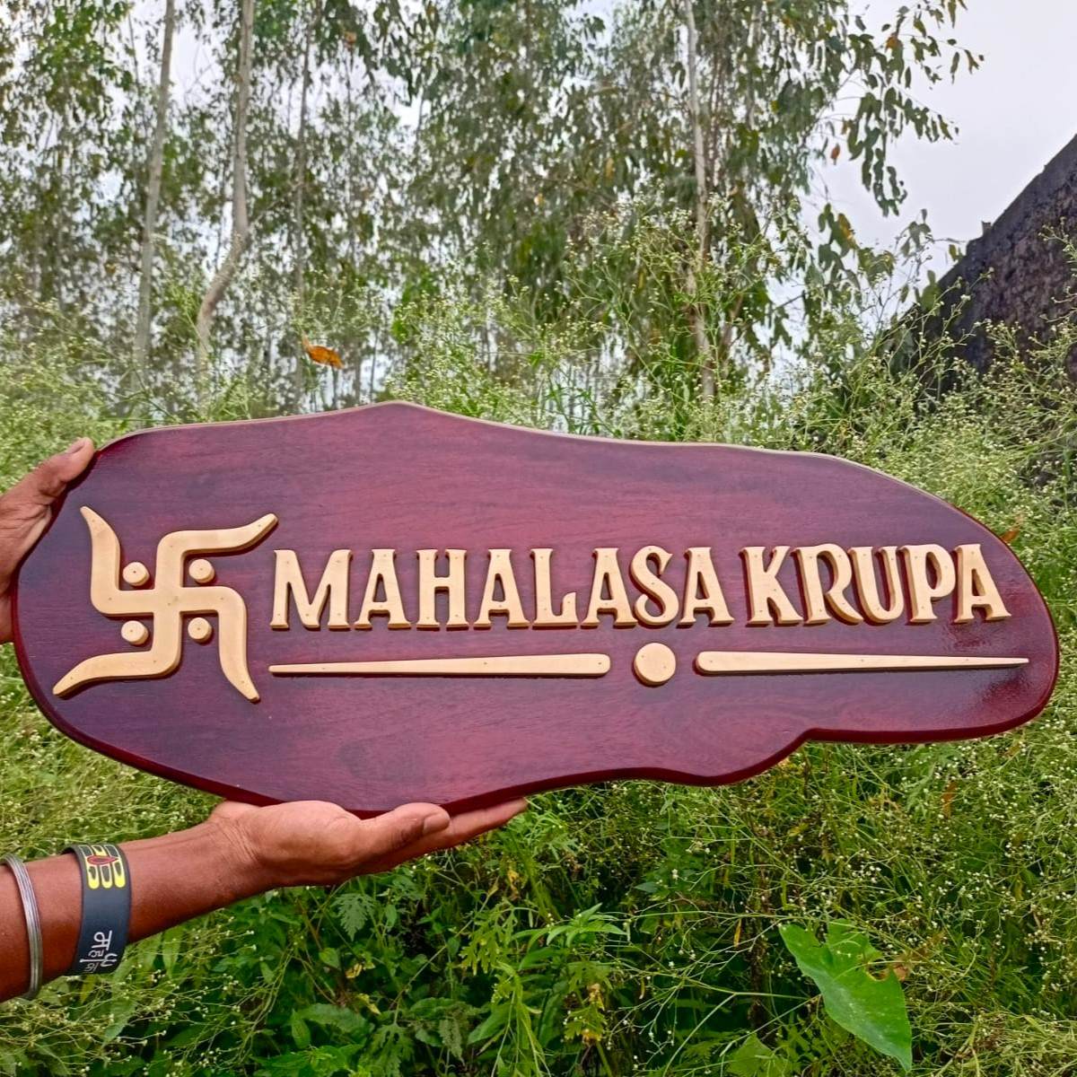 Carved Wood Nameplate For Home With 3d Wood Letters