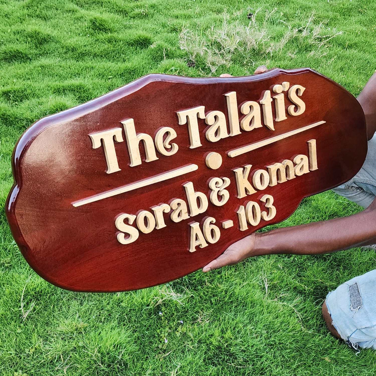Carved Wood Nameplate For Home With 3d Wood Letters