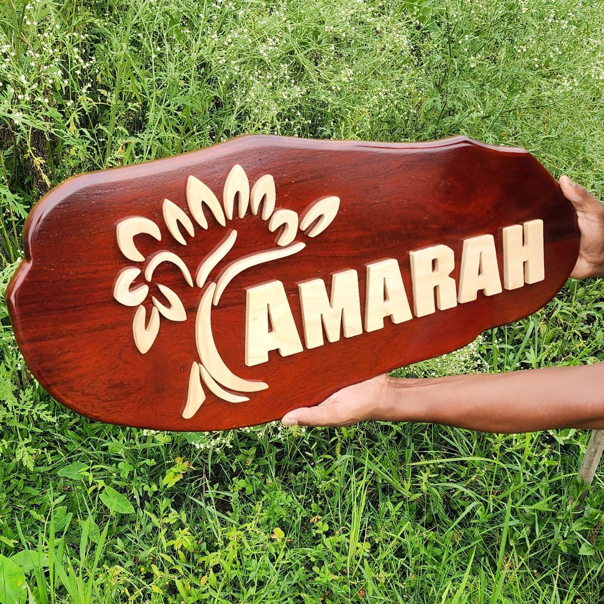 Carved Wood Nameplate For Home With 3d Wood Letters