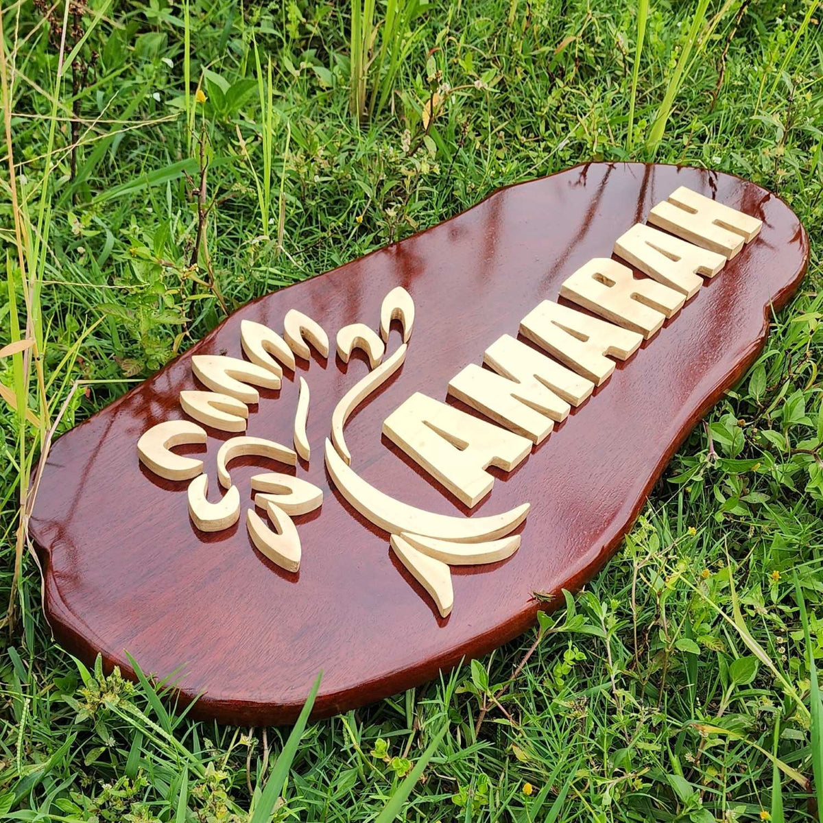 Carved Wood Nameplate For Home With 3d Wood Letters