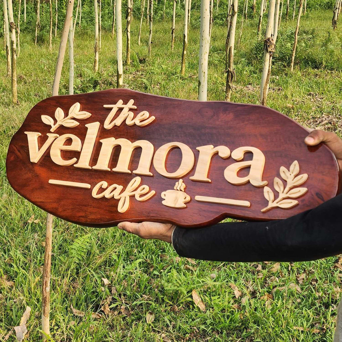 Carved Wood Nameplate For Home With 3d Wood Letters