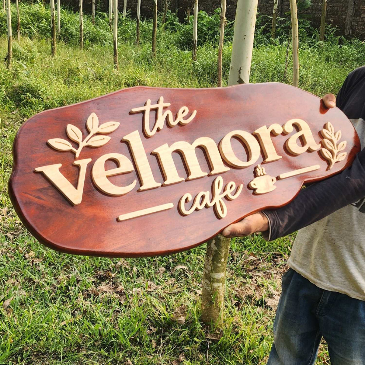 Carved Wood Nameplate For Home With 3d Wood Letters
