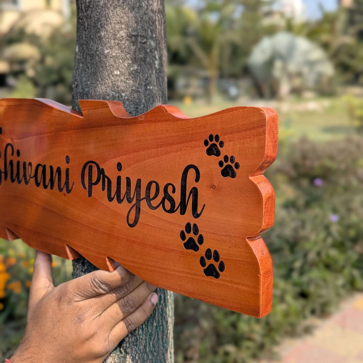 Ornate Carved Mahogany Wood Home Nameplate | Decorative Wood Sign