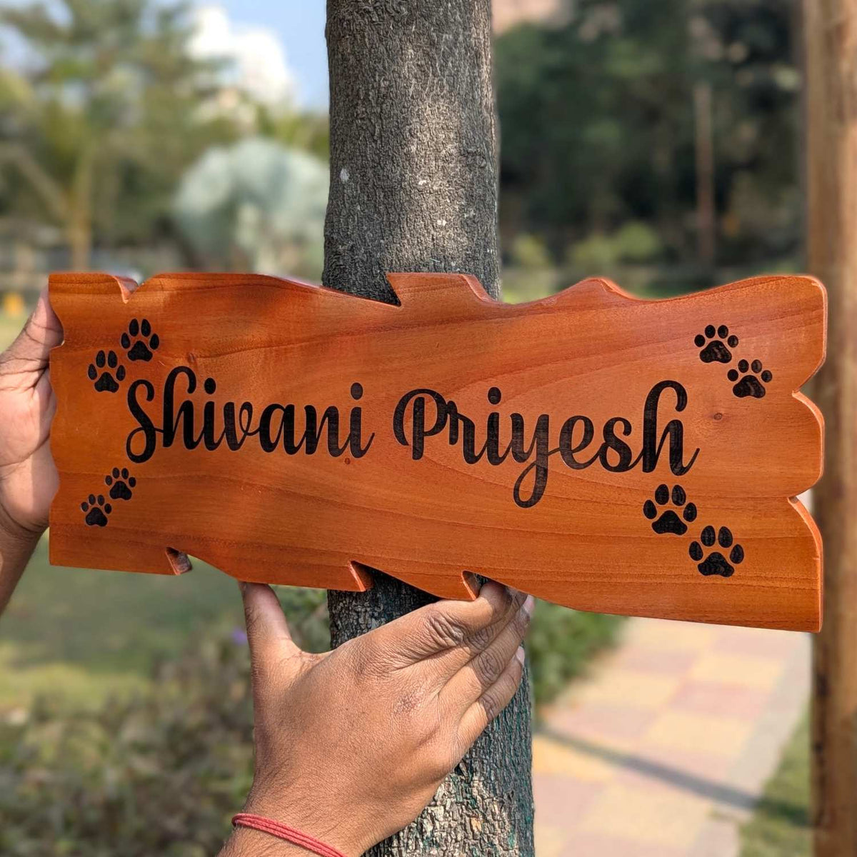 Ornate Carved Mahogany Wood Home Nameplate | Decorative Wood Sign
