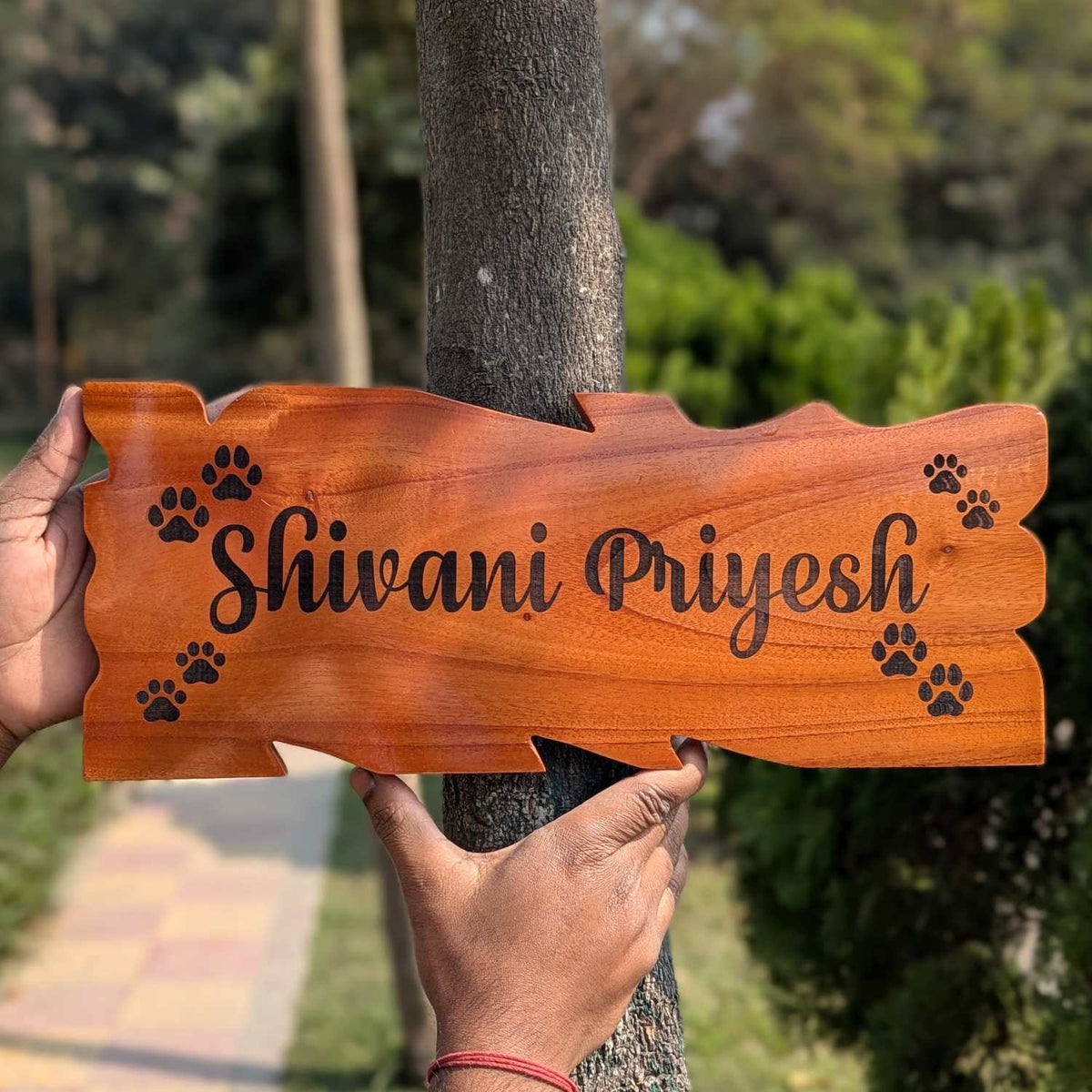 Ornate Carved Mahogany Wood Home Nameplate | Decorative Wood Sign