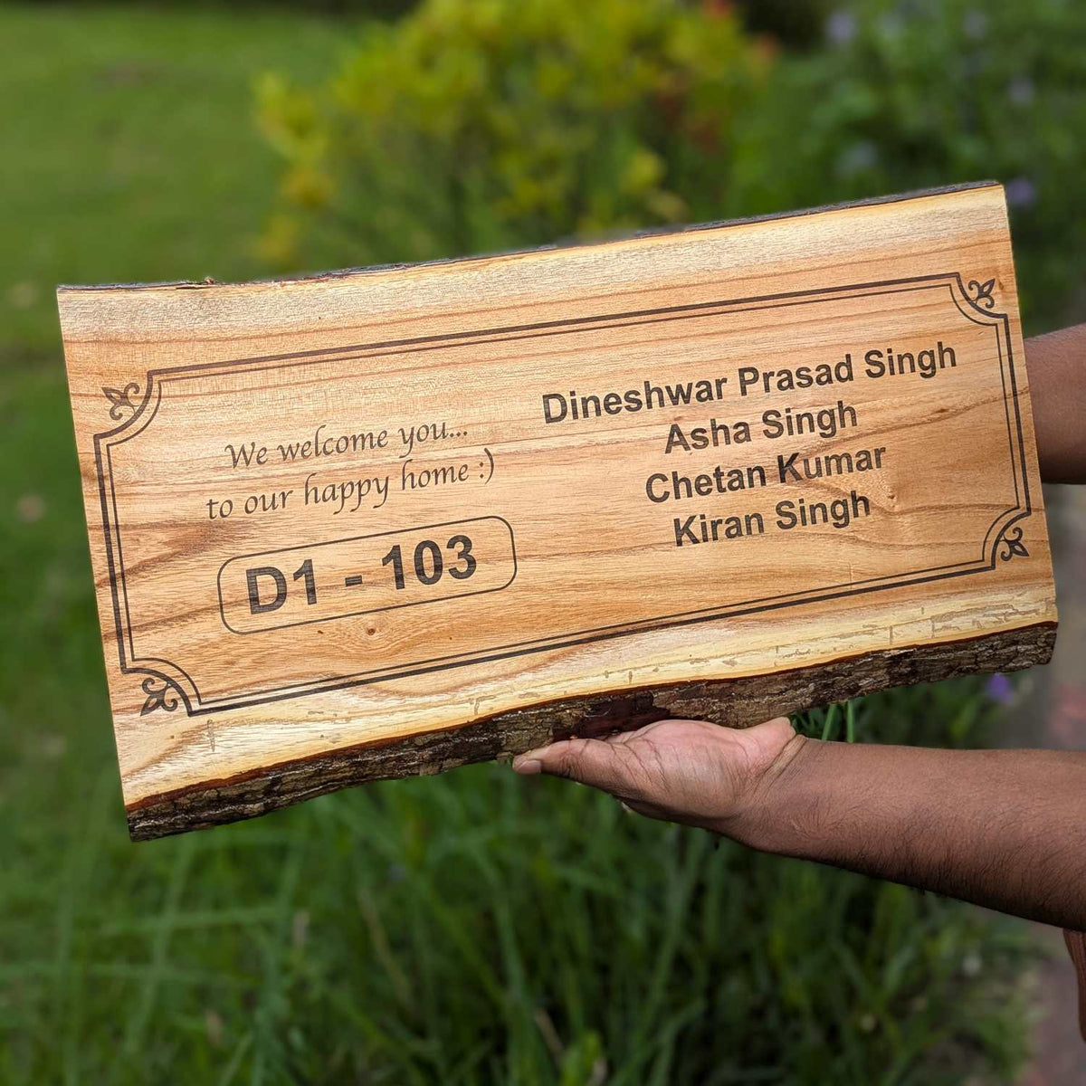 Rustic Rectangular Large Natural Wood Sign For Home | Custom Engraved