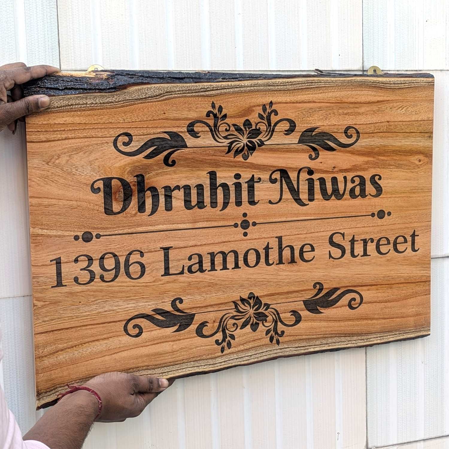 Rustic Rectangular Natural Live Edge Wood Sign For Home | Custom Engraved