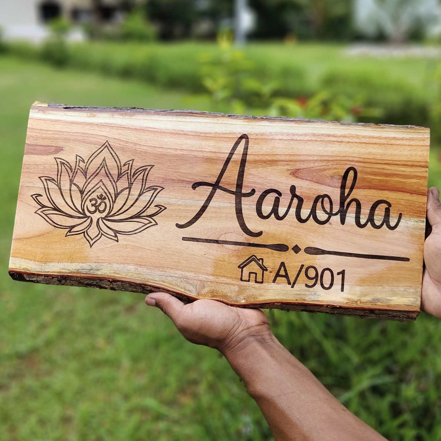 Rustic Rectangular Large Natural Wood Sign For Home | Custom Engraved