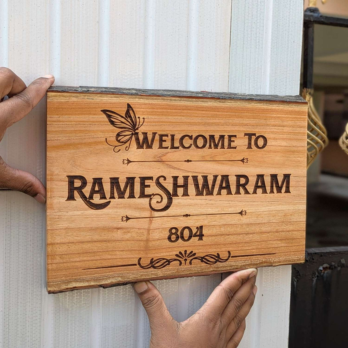 Rustic Rectangular Large Natural Wood Sign For Home | Custom Engraved