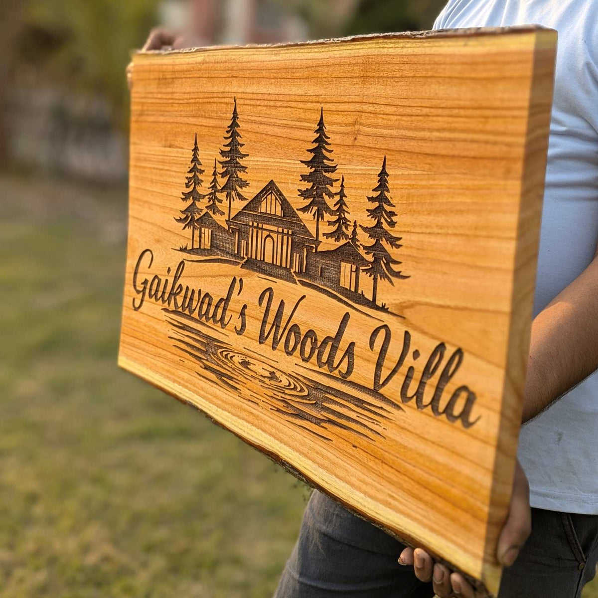 Rustic Rectangular Large Natural Wood Sign For Home | Custom Engraved