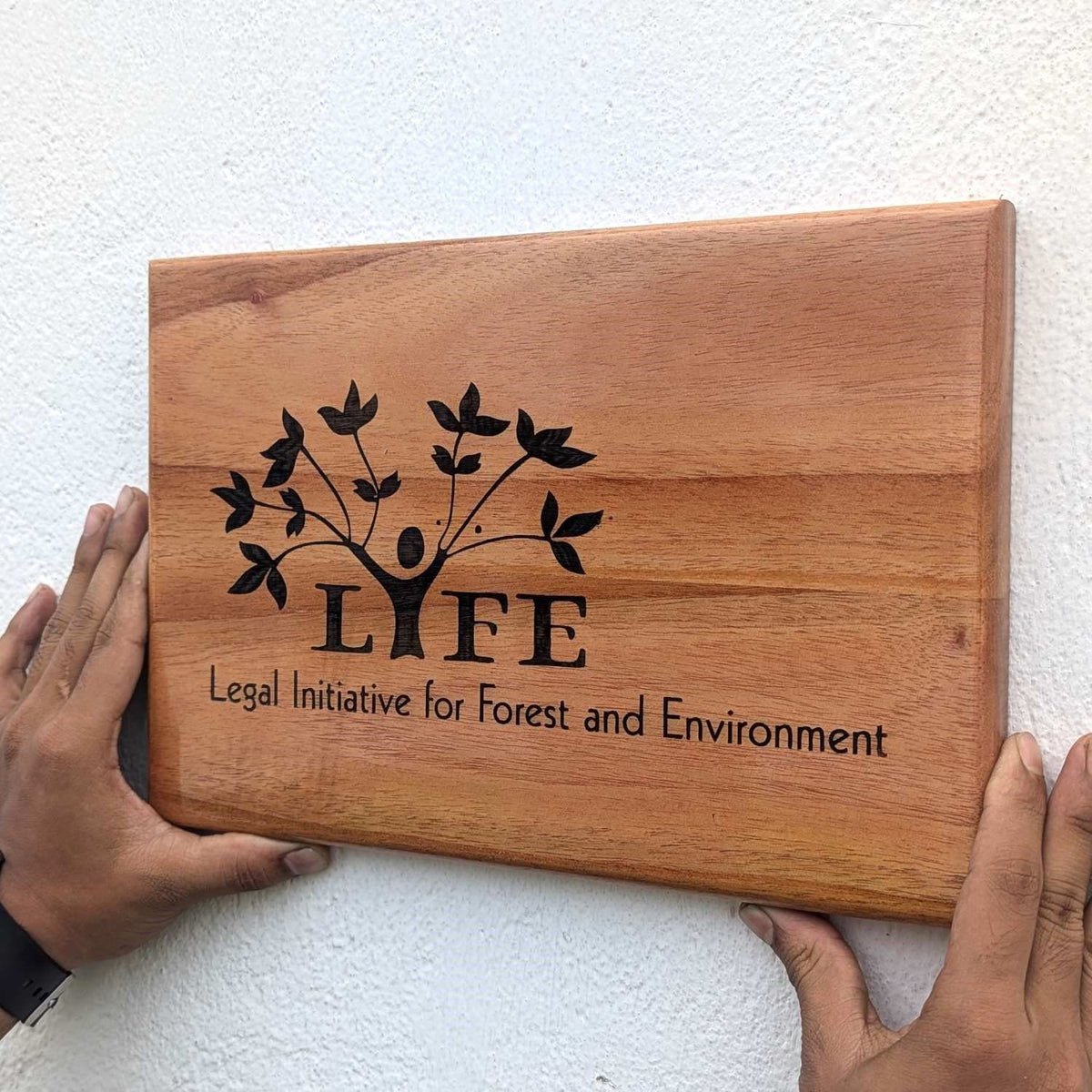 Rectangular Minimalist Modern Wood Nameplate Customized  For Home &amp; Office