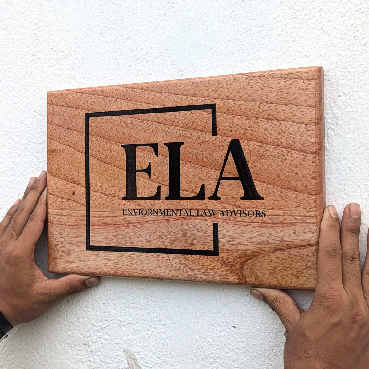 Rectangular Minimalist Modern Wood Nameplate Customized  For Home &amp; Office