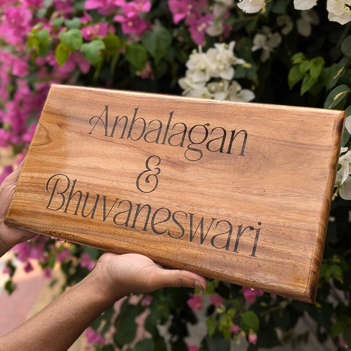 Luxury Teak Wood Engraved Wooden House Nameplate Designed for Premium Homes