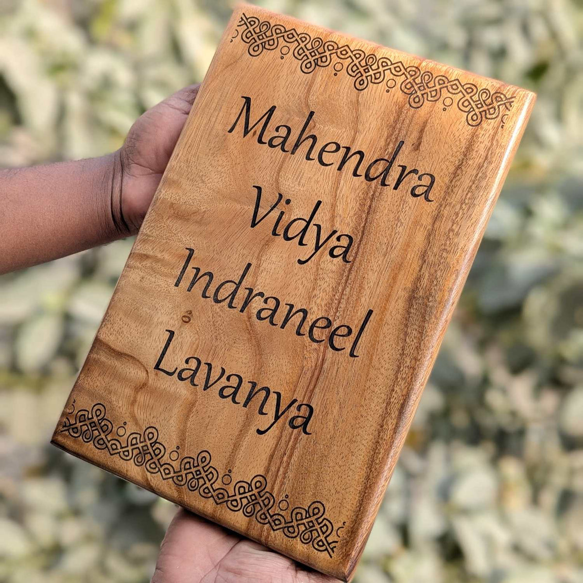 Luxury Teak Wood Engraved Wooden House Nameplate Designed for Premium Homes