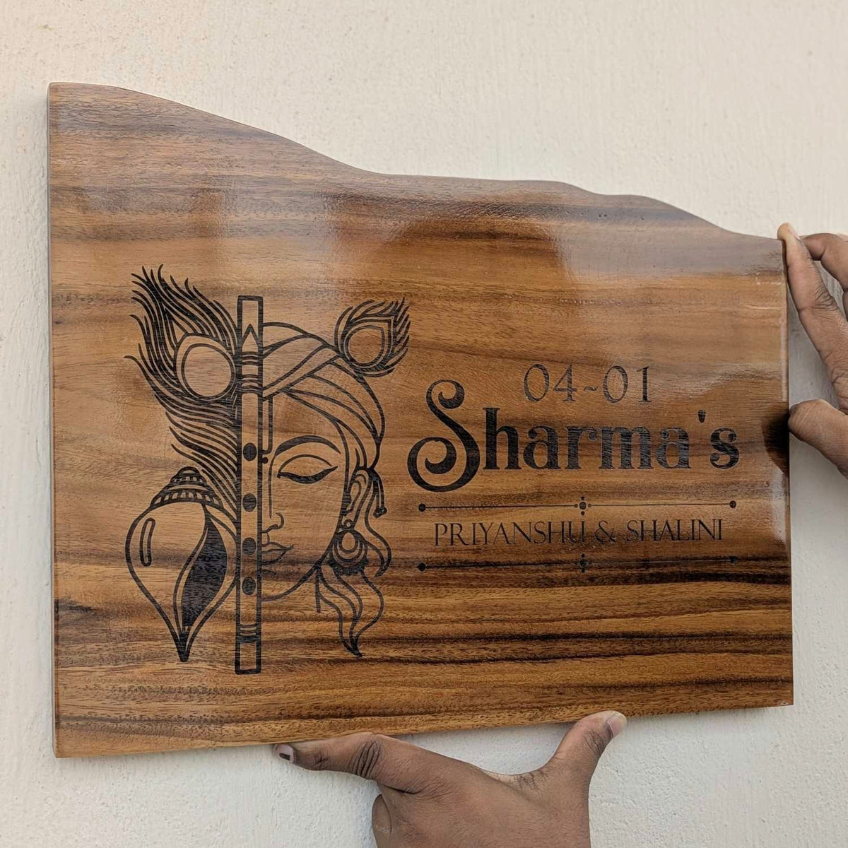 Custom Mountain Shape Live Edge Teak Wood Home Sign