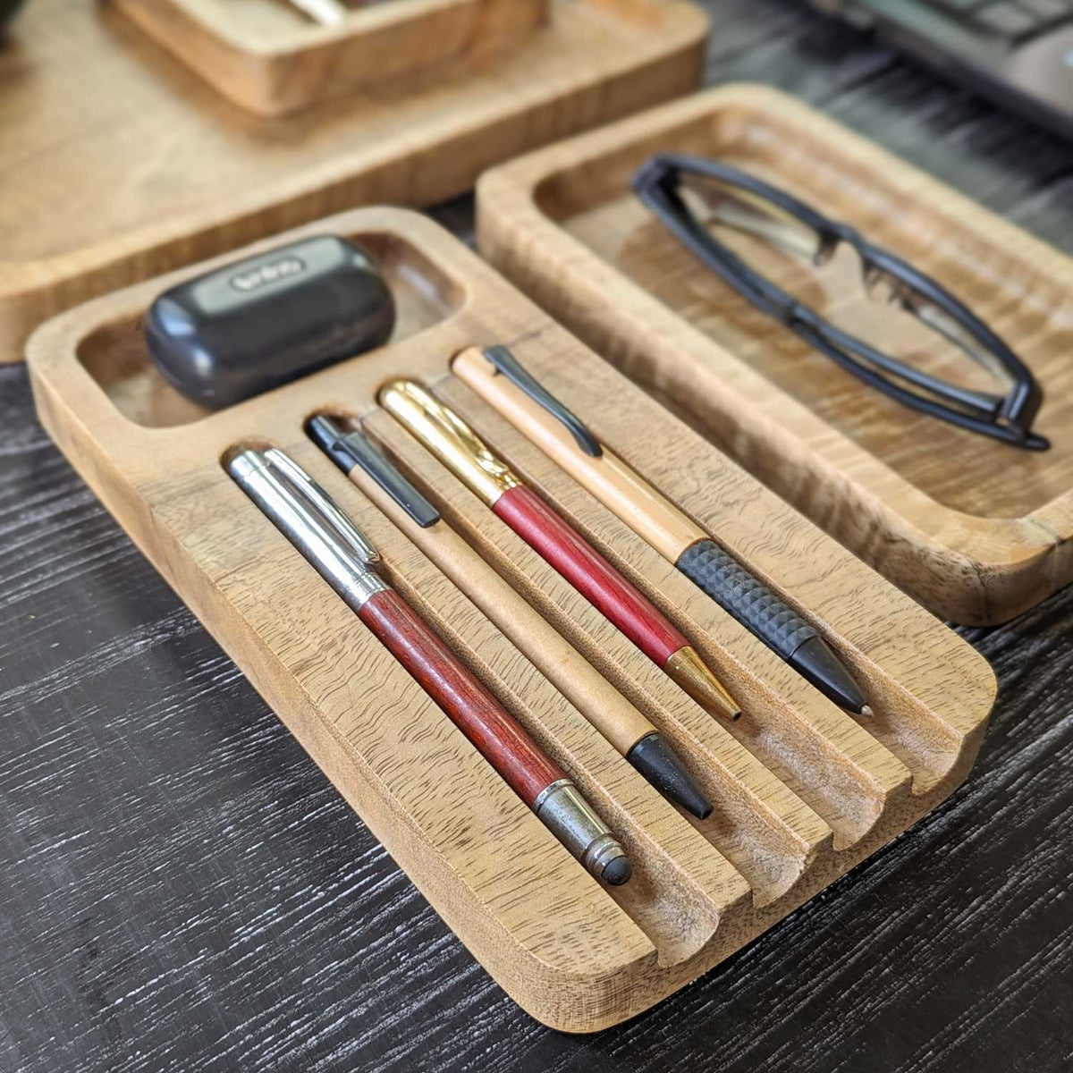 Woodgeek Modular Desk Organizer Set of 4 Wooden Trays