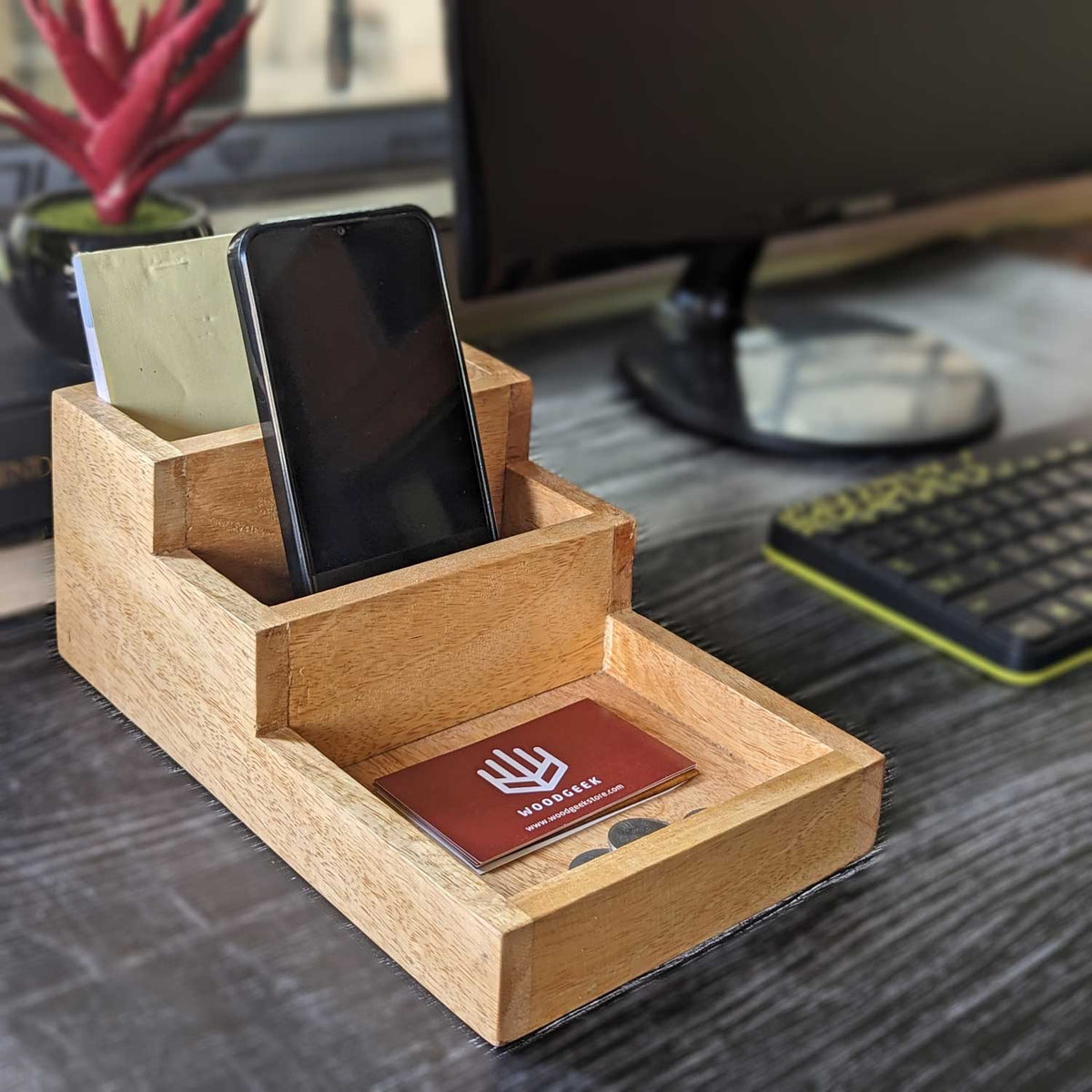Woodgeek Stepped Wooden Desk Organizer