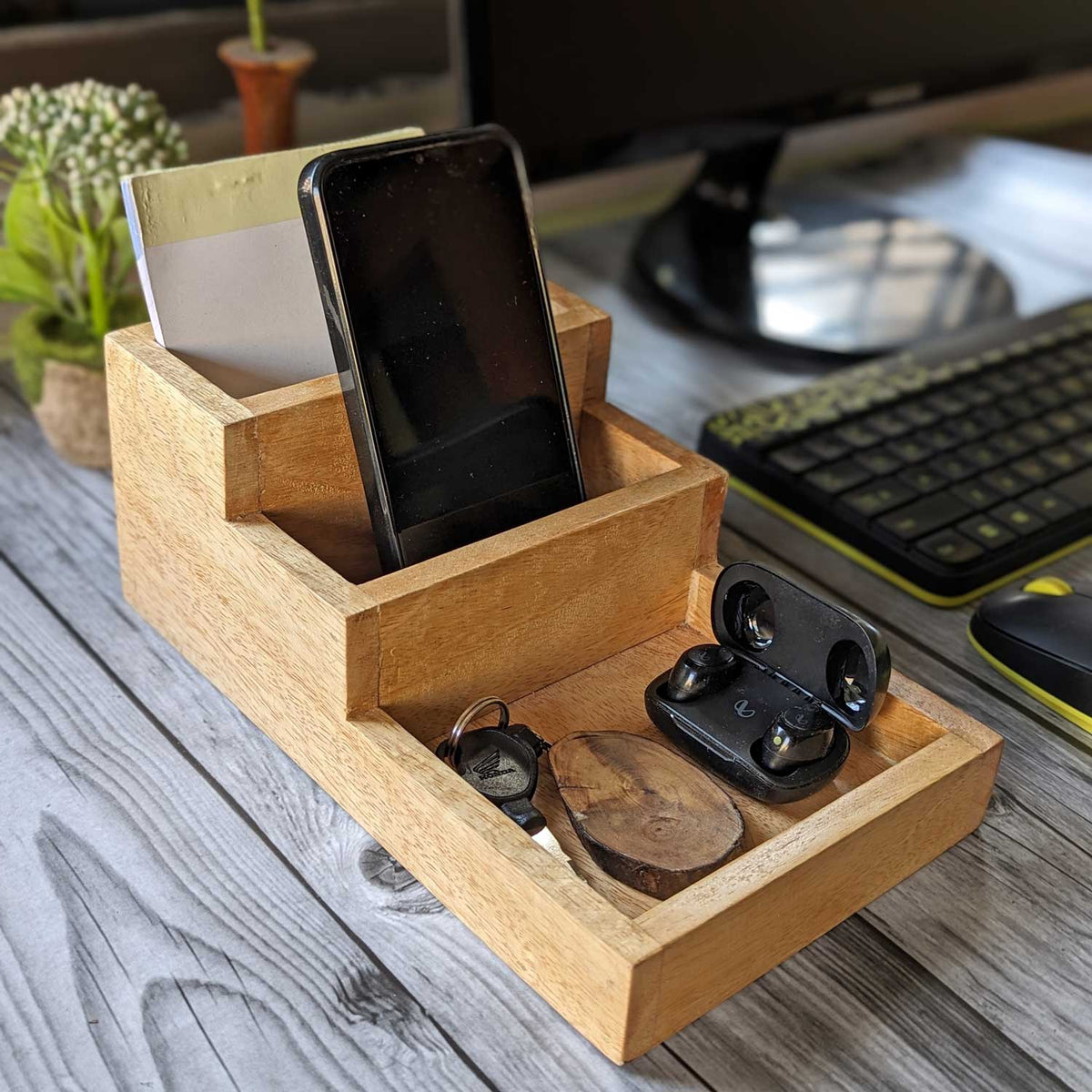 Woodgeek Stepped Wooden Desk Organizer