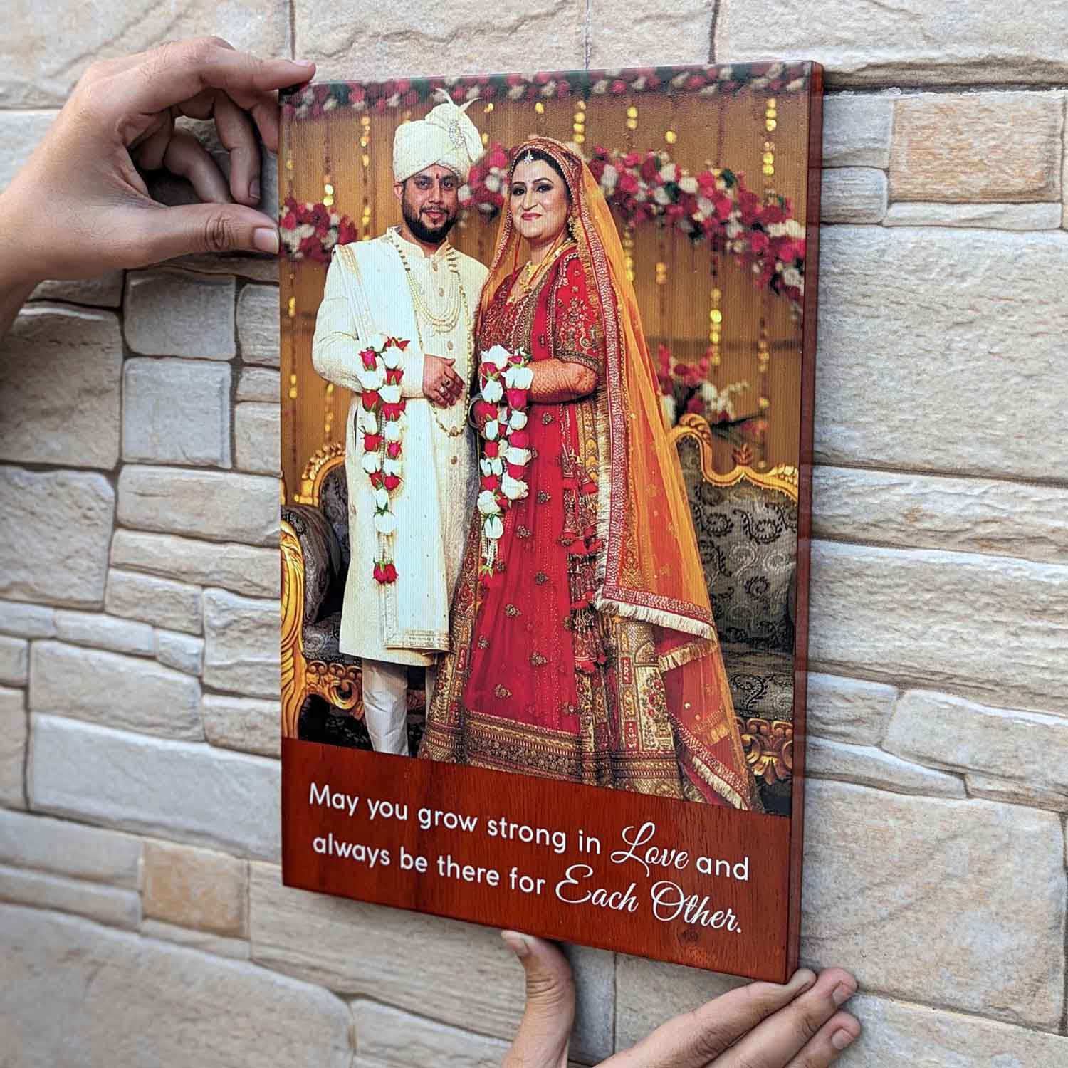 Customized Wedding Portrait on Wood | Personalized Photo & Love Message Plaque