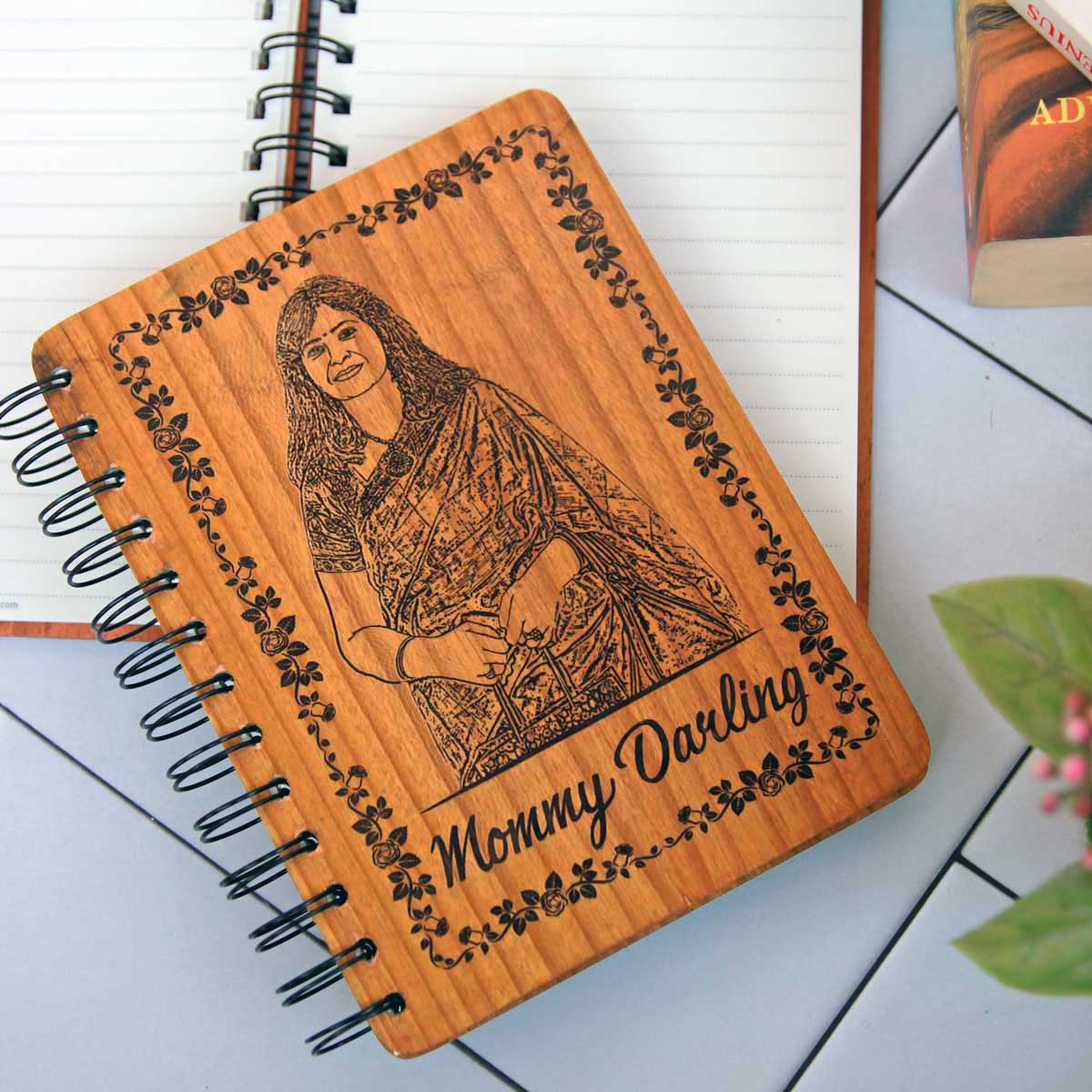 Personalised Wooden Notebook For Mom