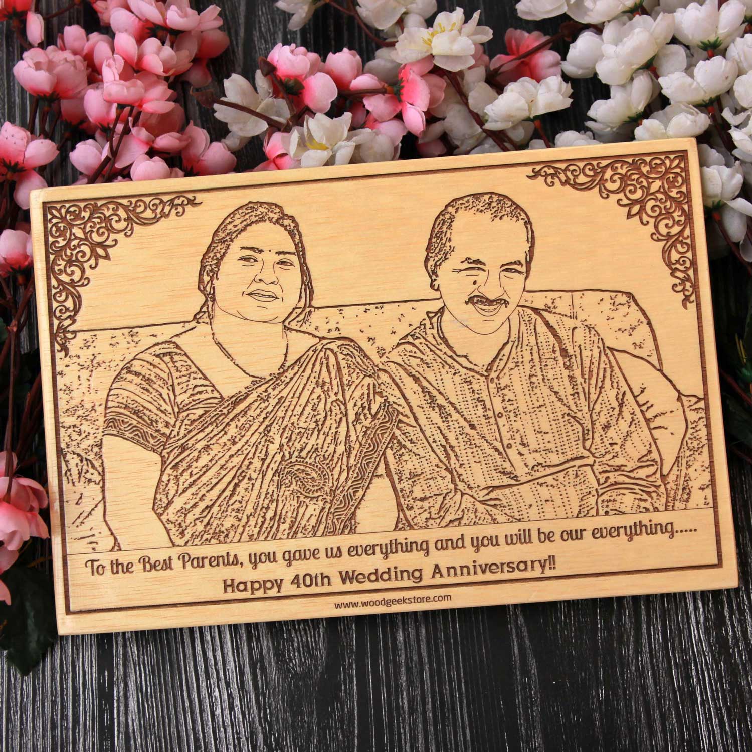 Custom Engraved Anniversary Gift For Mom & Dad | Engraved Wood Frame