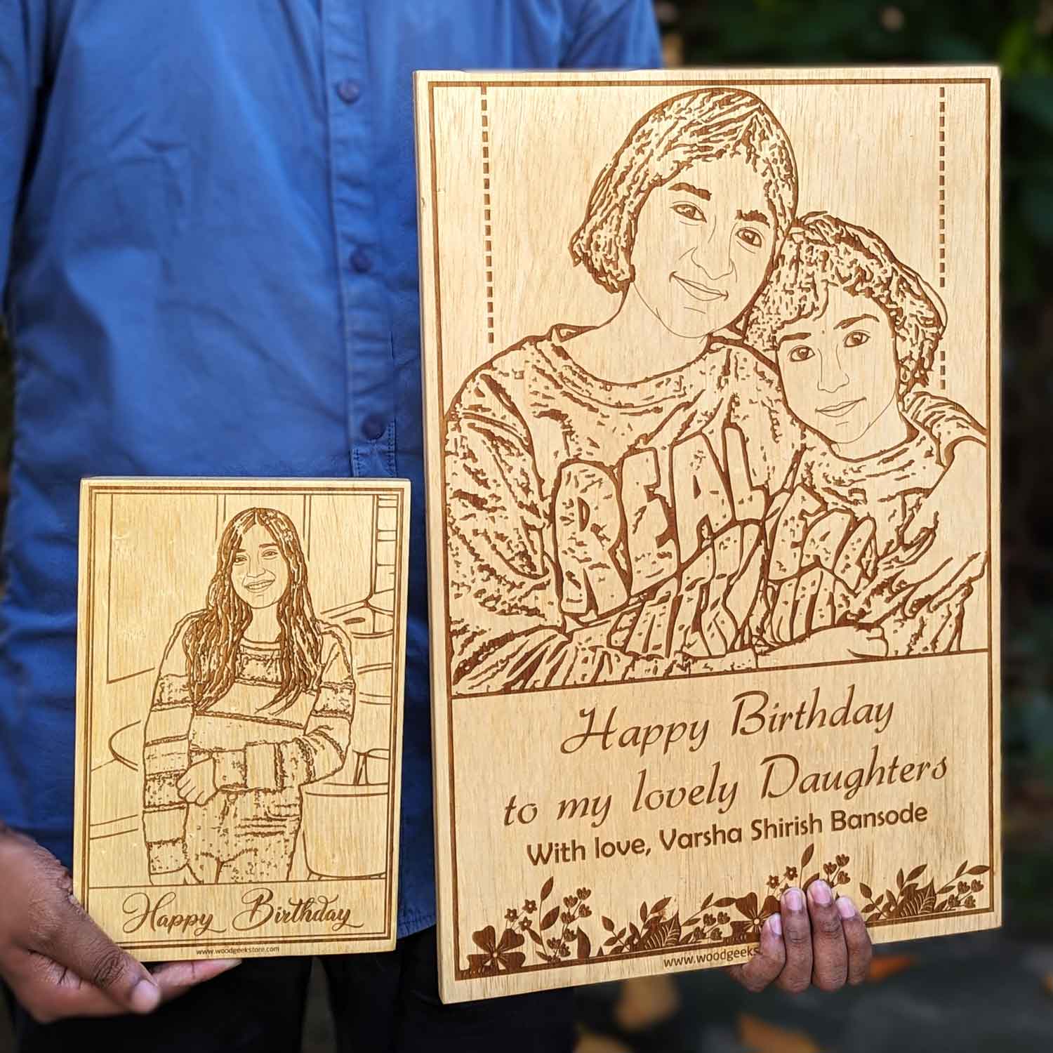 25th Birthday Gift | Personalized Family Portrait Wooden Frame