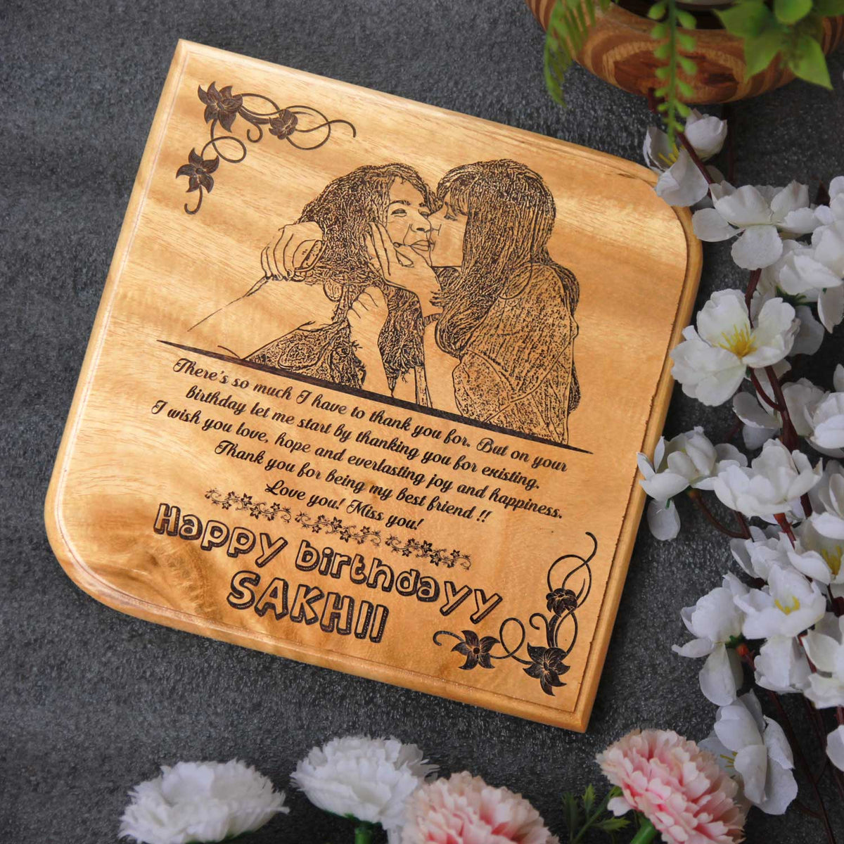 Engraved Wood Plaque For Friend&#39;s Birthday | Personalized Best Friend Gift