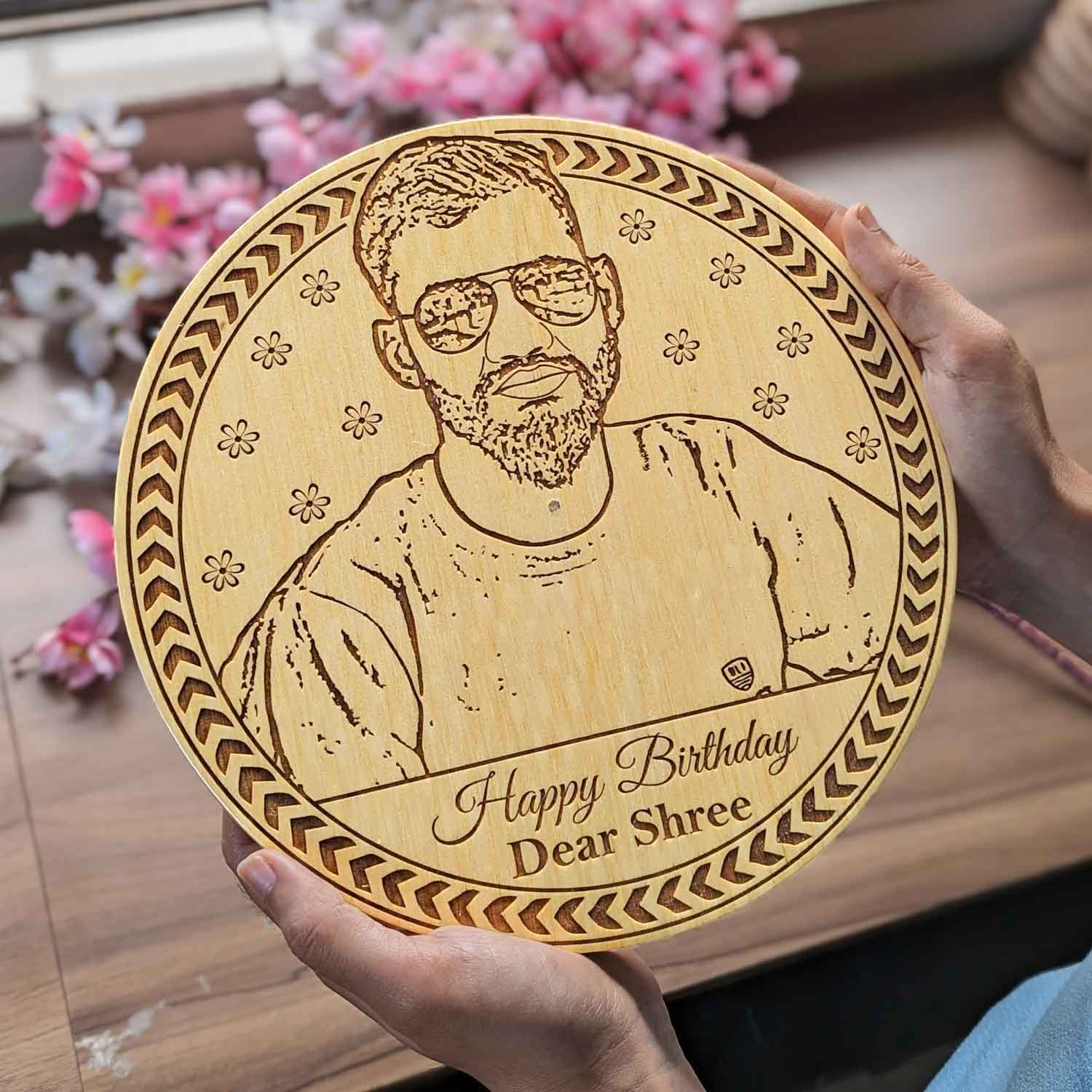 Engraved Portrait Frame | Personalized Birthday Gift for Men | Unique Wooden Present