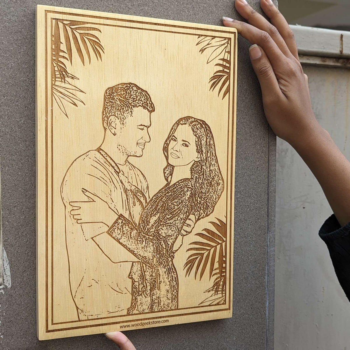Engraved Photo On Wood For Husband &amp; Wife | Personalized Photo Frame