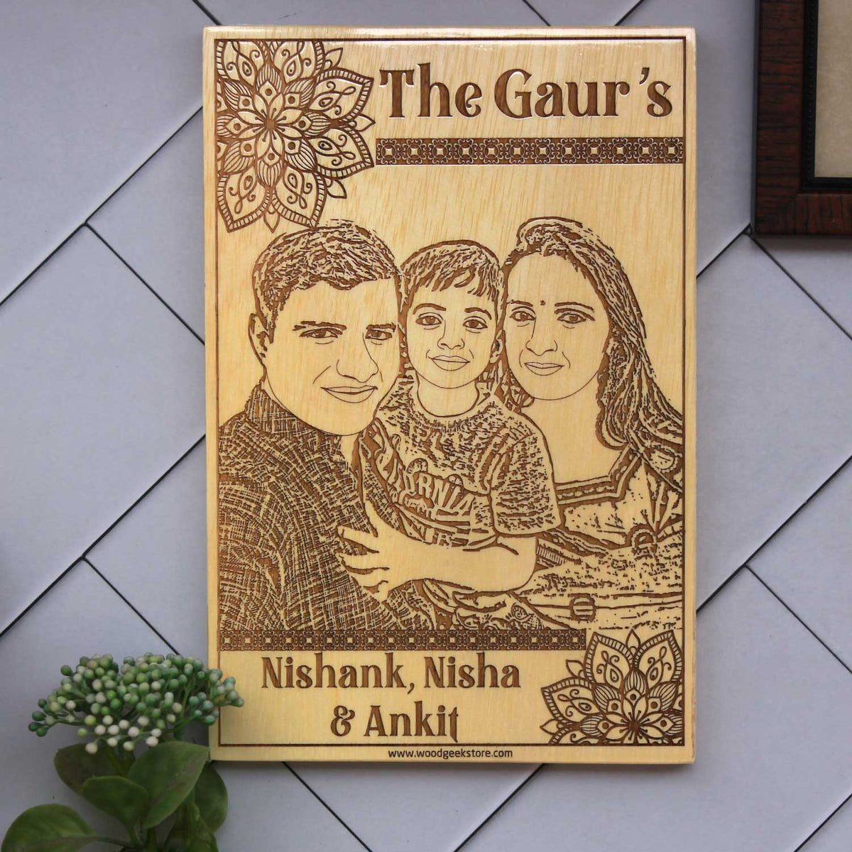 Family Name Custom Engraved Wooden Frame