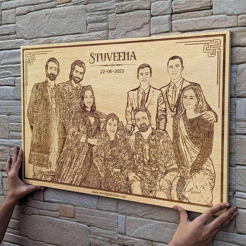 Custom Family Photo Engraved Wooden Frame |Parents Anniversary Gift ...