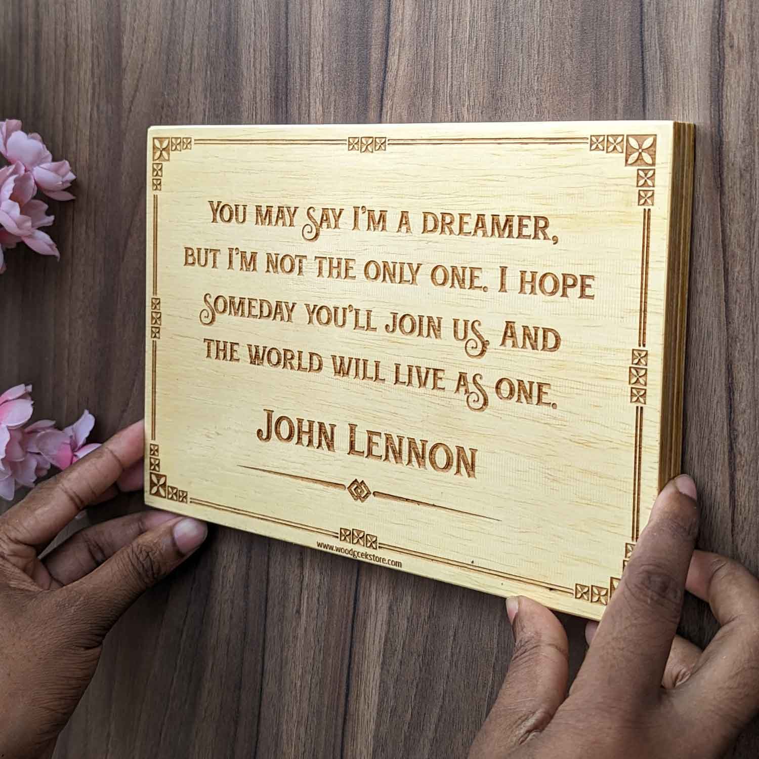 Dreamer's Vision - Inspirational John Lennon Quote Engraved Wooden Frame