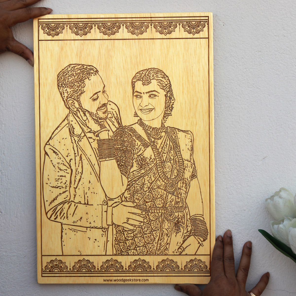 Engraved Photo On Wood For Husband &amp; Wife | Personalized Photo Frame