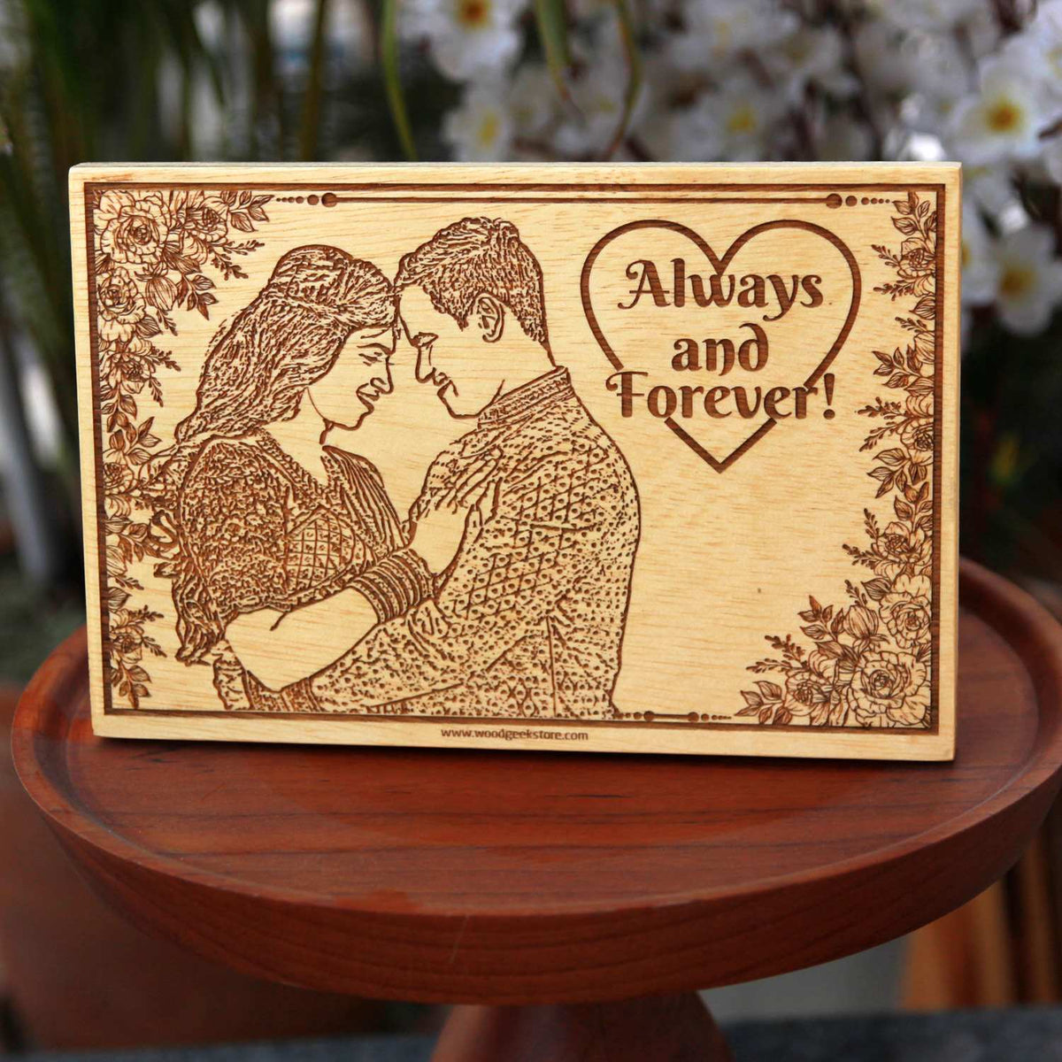 Always &amp; Forever – Engraved Wooden Frame | Personalized Love Gift