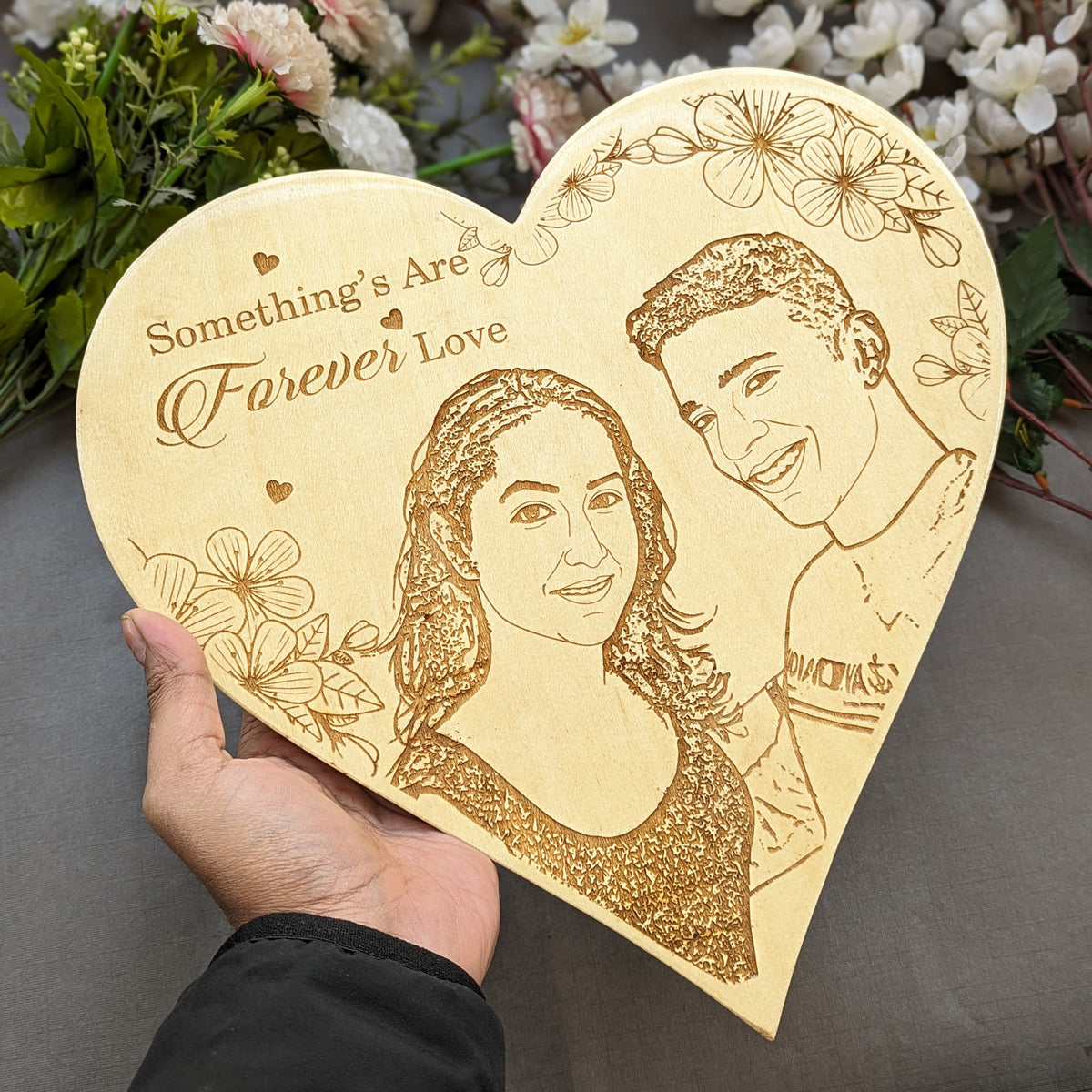 Customised Heart-Shaped Wooden Plaque | Photo on Wood | Wood Art