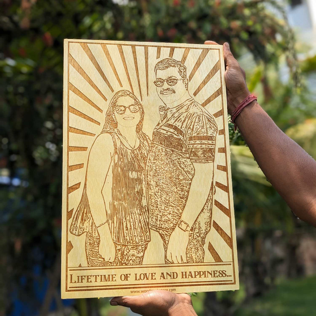 Lifetime of Love &amp; Happiness – Personalized Engraved Wooden Frame