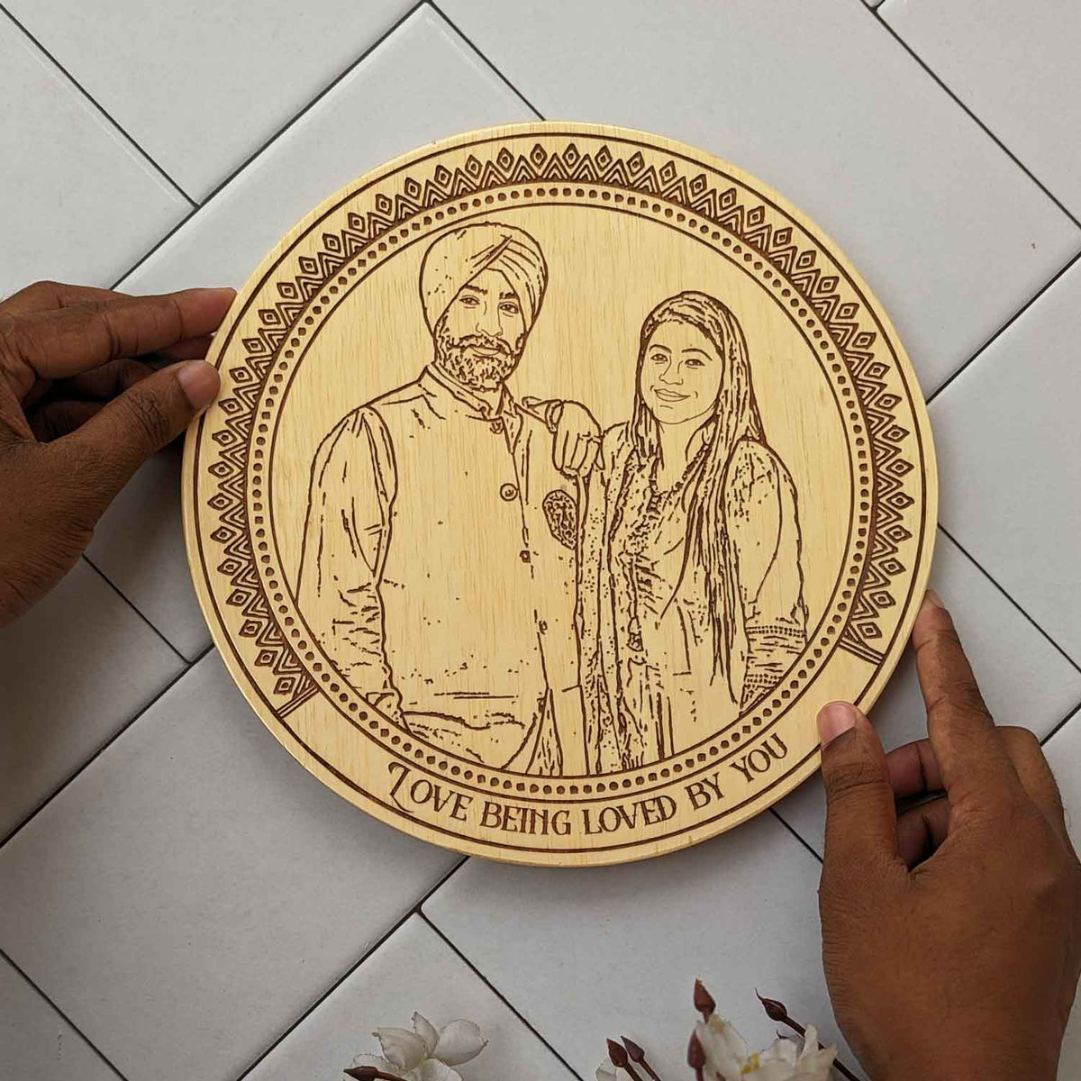 Embraced by Love - Personalized Romantic Couple&#39;s Wooden Frame