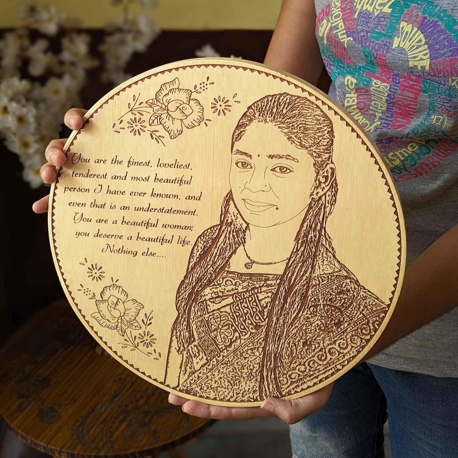 To the Most Beautiful Person I Know - A Personal Love Note Engraved On Wood