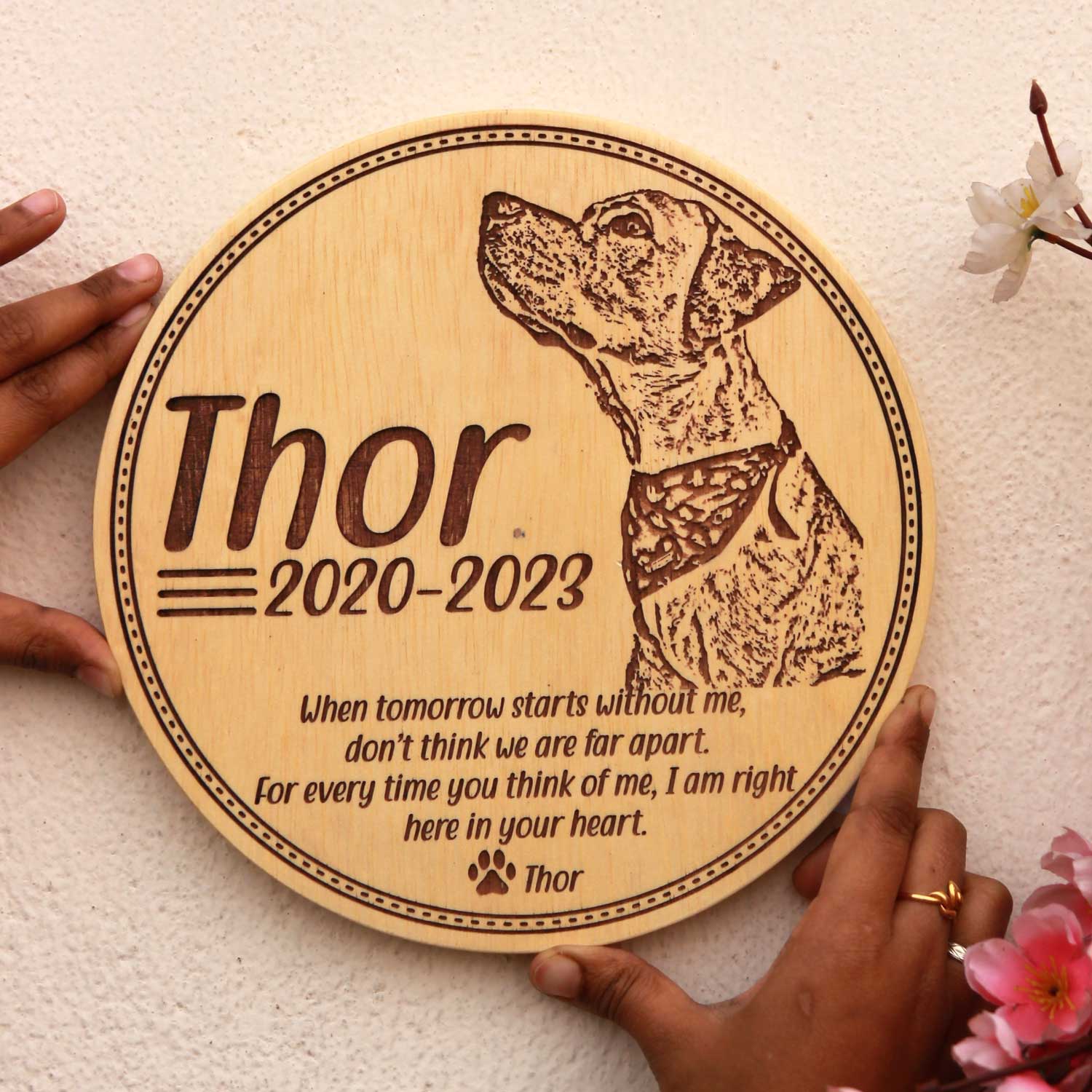 Dog Memorial Photo Engraved on Wood | Personalized Gift For Dog Lovers