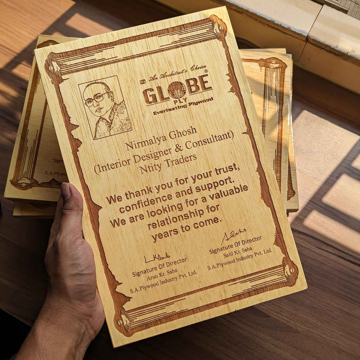 Wooden Certificate Of Dealership | Authorized Dealer Certificate