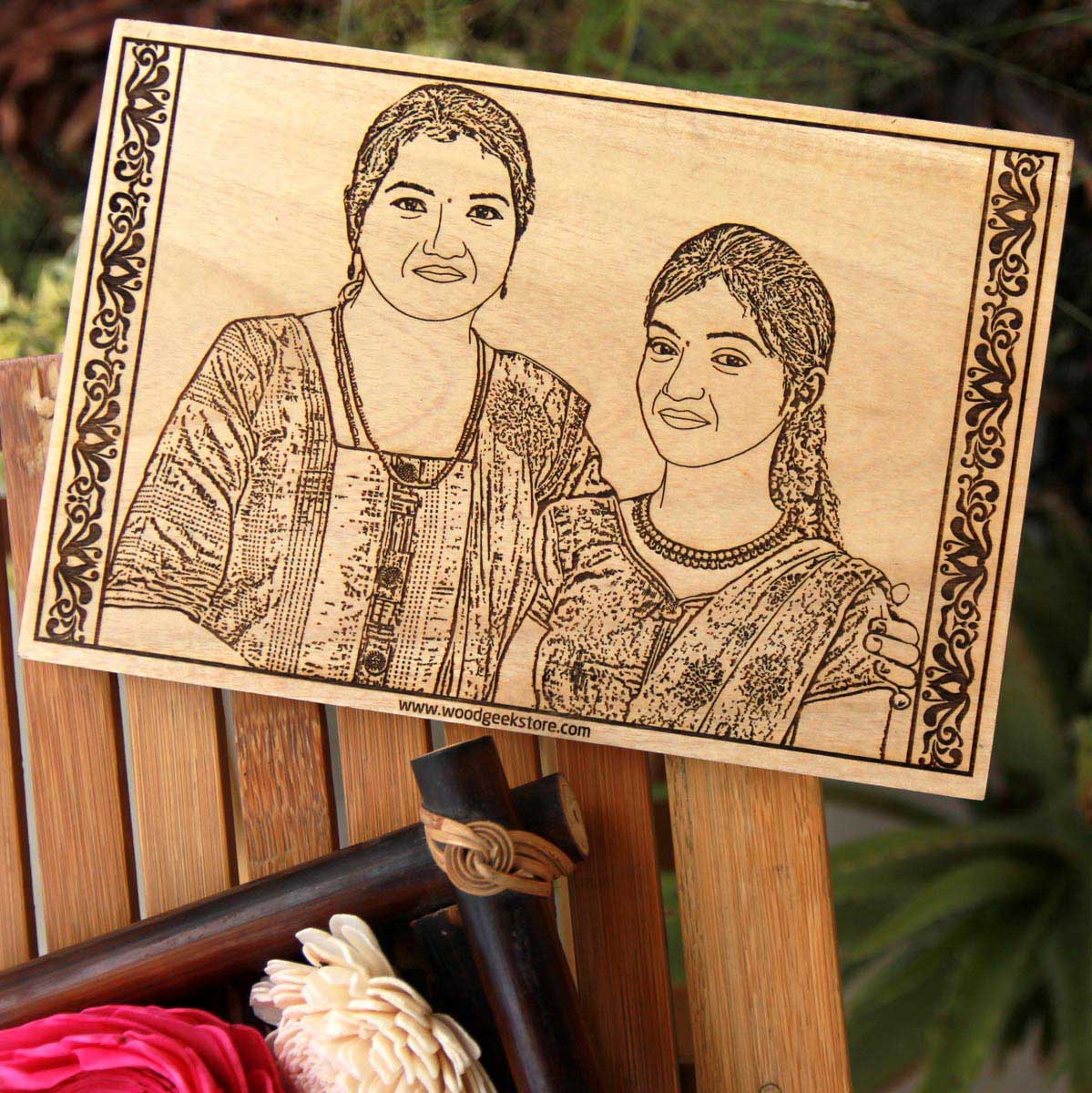 Custom Engraved Wooden Photo Frame For Sister